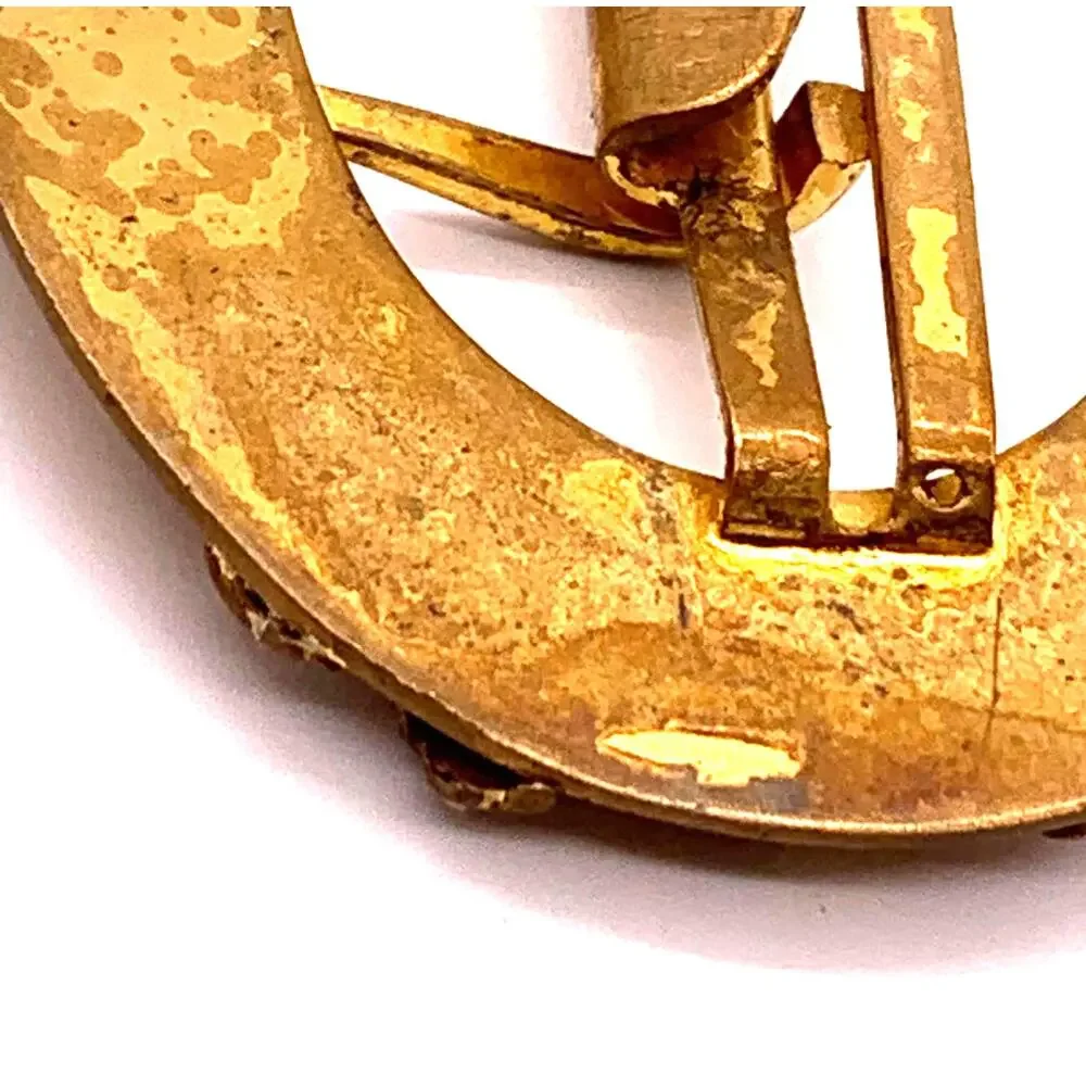 Fisher Nessler Antique Edwardian c.1900-1910 Brass‎ Crystal Flower Sash Buckle